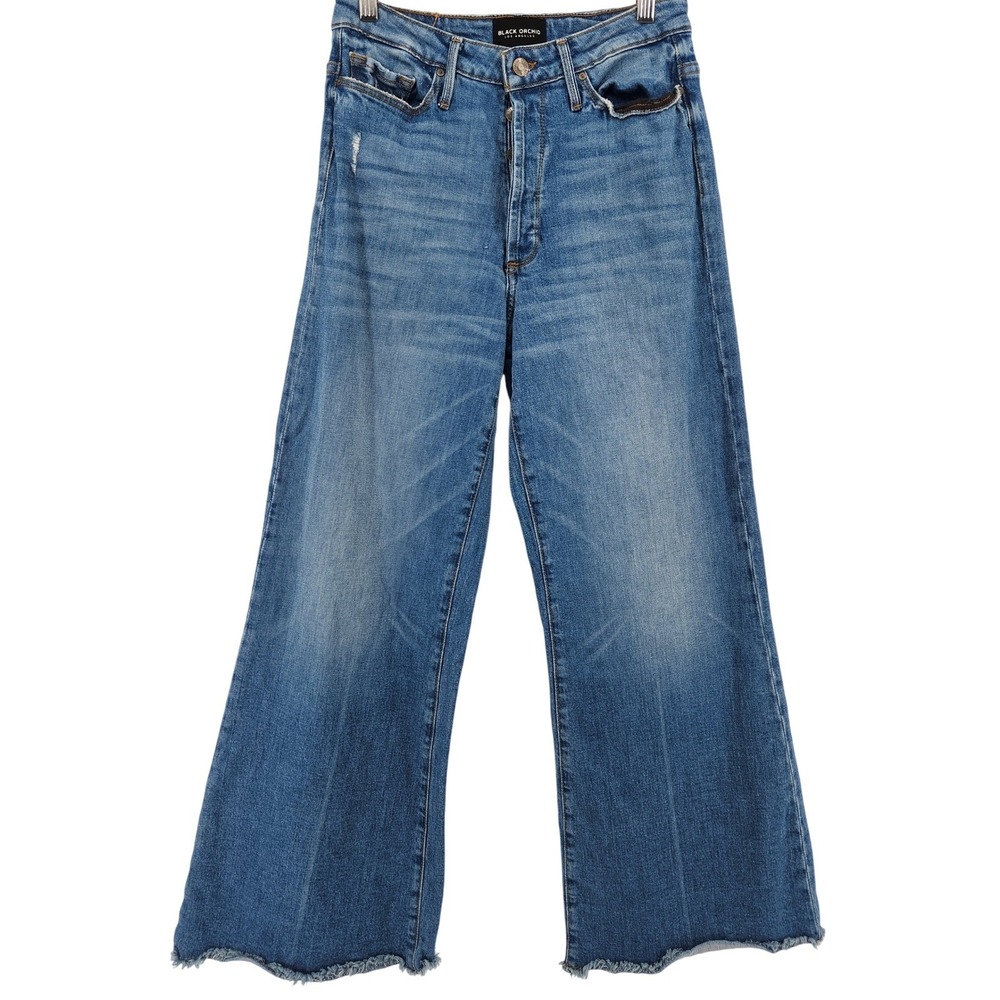 Black Orchid Denim Vintage Rehab Wide Leg Jeans Size 28 Button Fly Boho Retro